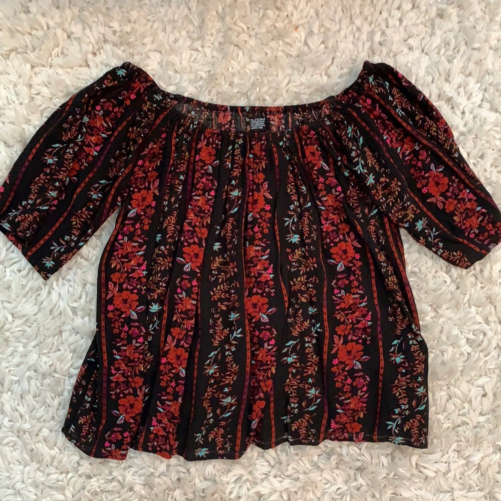Black Floral Volcom Blouse